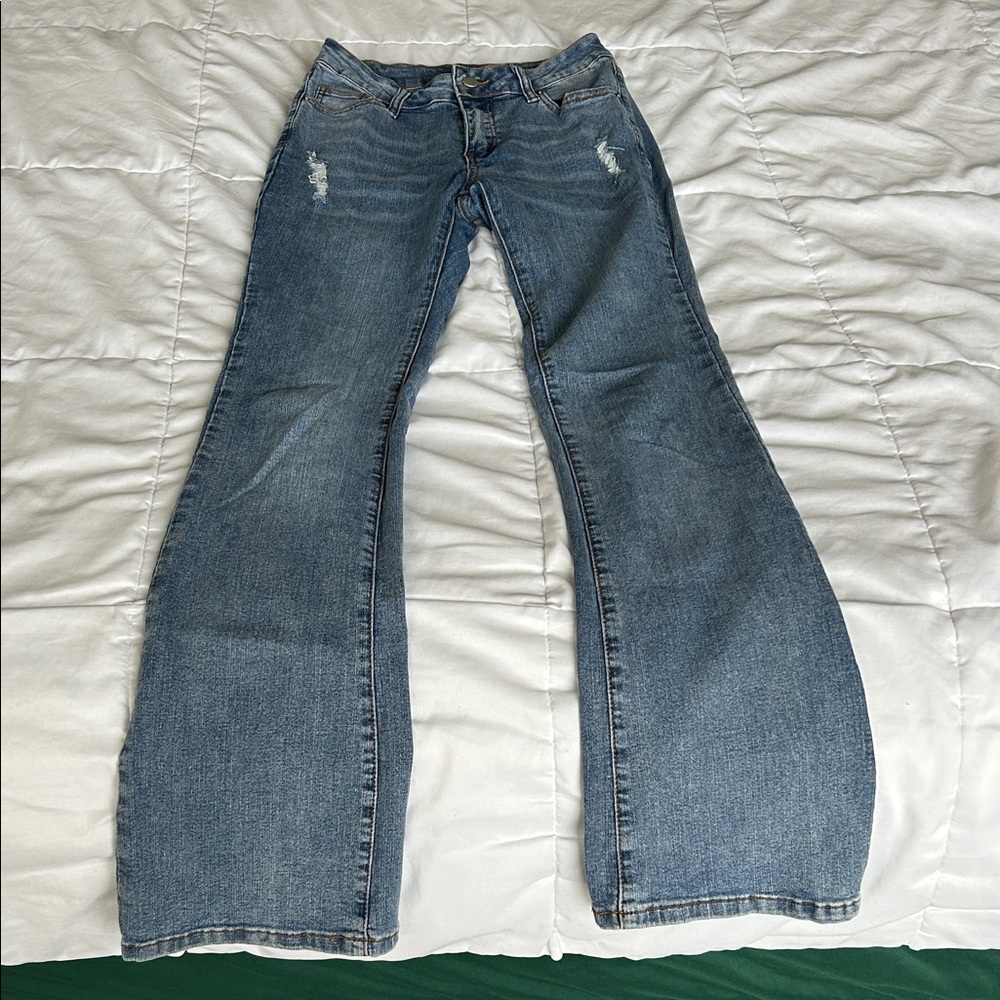 SHEIN Distressed Blue Flare Jeans